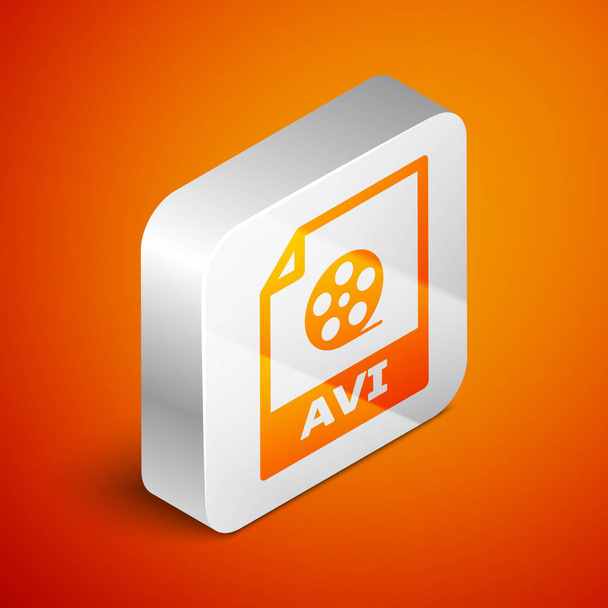 Isometrica icona del documento del file AVI. Scarica avi icona pulsante isolato su sfondo arancione. Simbolo del file AVI. Pulsante quadrato argento. Illustrazione vettoriale
 - Vettoriali, immagini