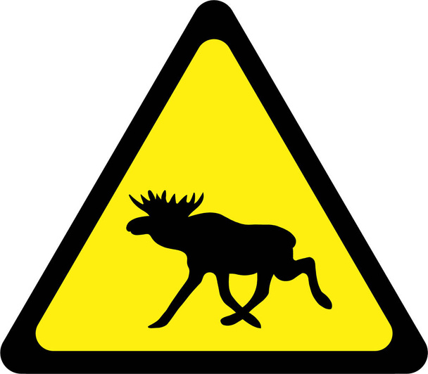 Предупреждающий знак с лосем на дороге
 - Фото, изображение
