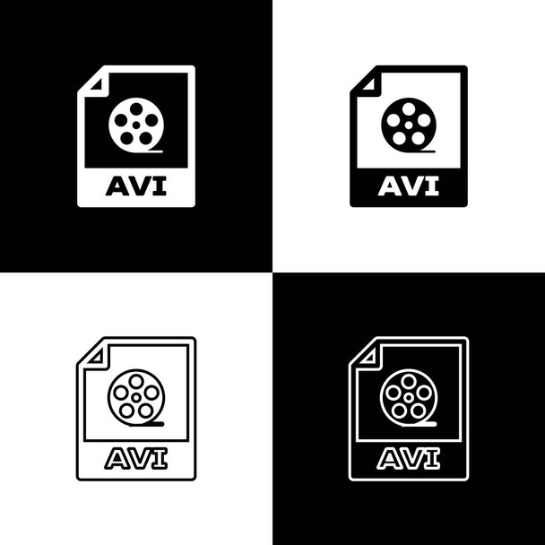Imposta l'icona del documento del file AVI. Scarica avi icone pulsante isolato su sfondo bianco e nero. Simbolo del file AVI. Illustrazione vettoriale
 - Vettoriali, immagini