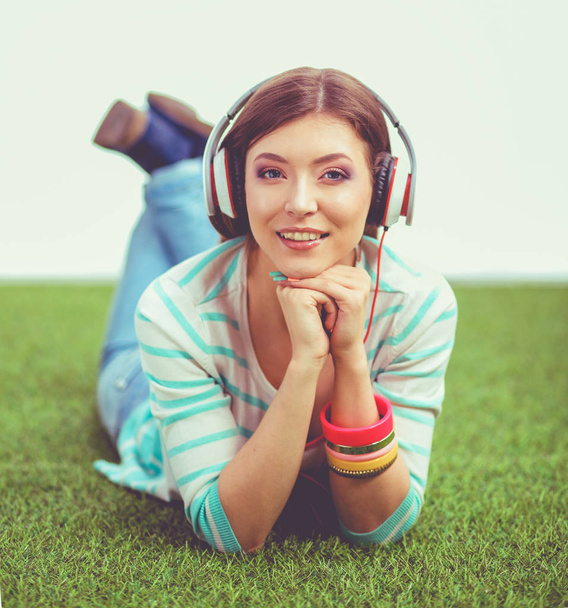 Young woman listening to the music . Young woman - Photo, Image