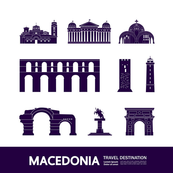 Makedonya seyahat hedef grand vektör illüstrasyon. - Vektör, Görsel