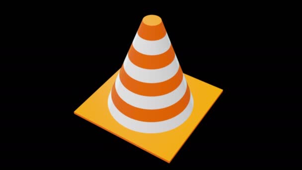 Road cone in orange and white colors spinning on background in black - Footage, Video