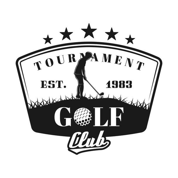 Golf tournament vector shield emblem with golfer - Vektor, kép