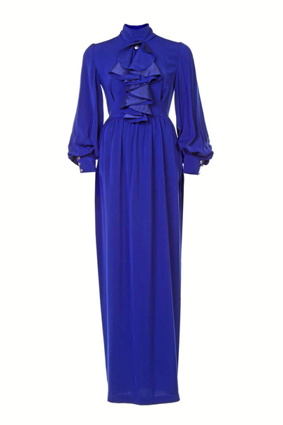  Longo vestido maxi noite azul isolado no branco
 - Foto, Imagem