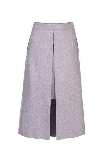 Grey wool skirt  isolated over white - Photo, Image