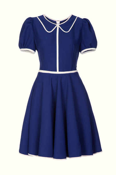 Маленькое синее платье с изолированным на белом
 - Фото, изображение