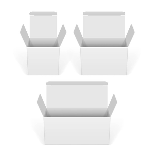 Set of white cardboard boxes mockups. - Vector, Imagen