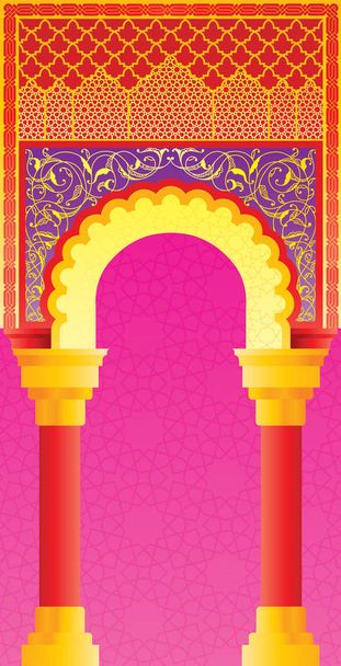 Façade de porte marocaine en couleur chaude lumineuse moderne
 - Vecteur, image