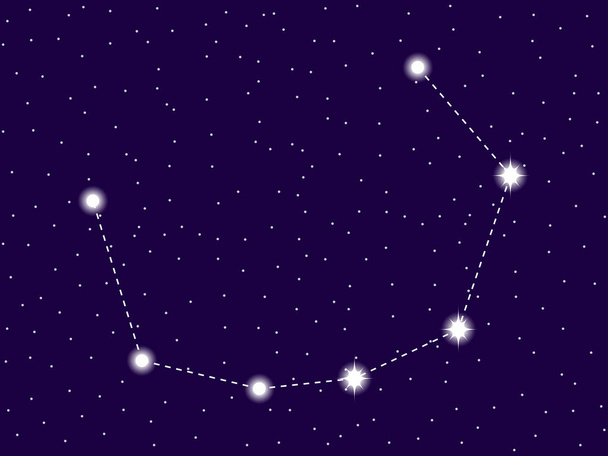 Созвездие Короны Бореалис. Ночное звездное небо. Знак Зодиака. Скопление звёзд и галактик. Глубокий космос Векторная иллюстрация
 - Вектор,изображение