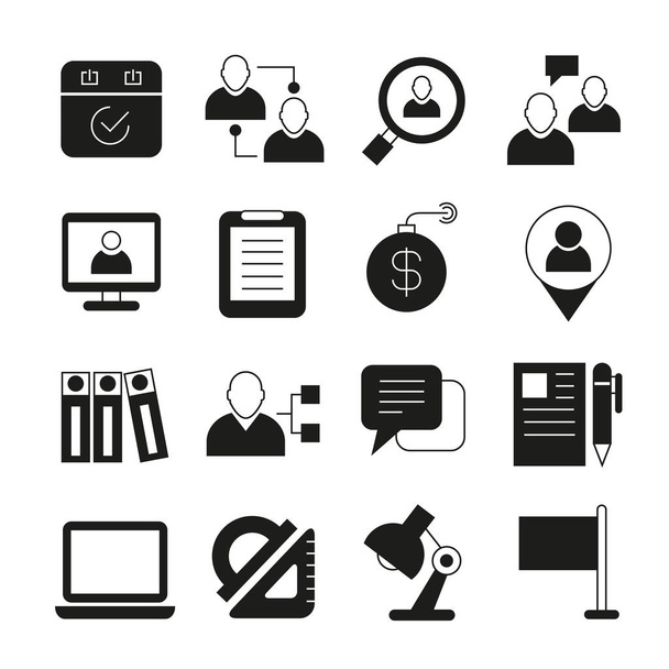 set of black business line icons, simply vector illustration - Vector, Image