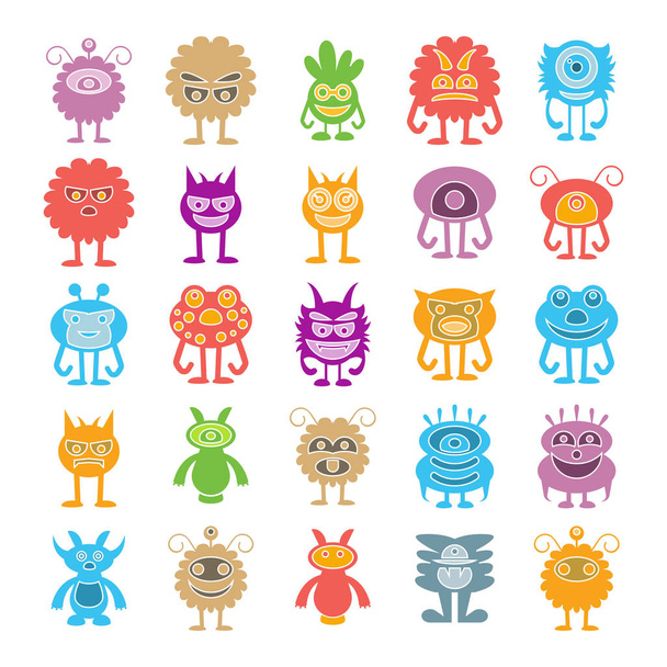 monster  character icons, vector illustration  - Διάνυσμα, εικόνα