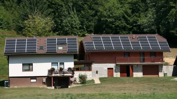 Solar power station on an old house - Footage, Video