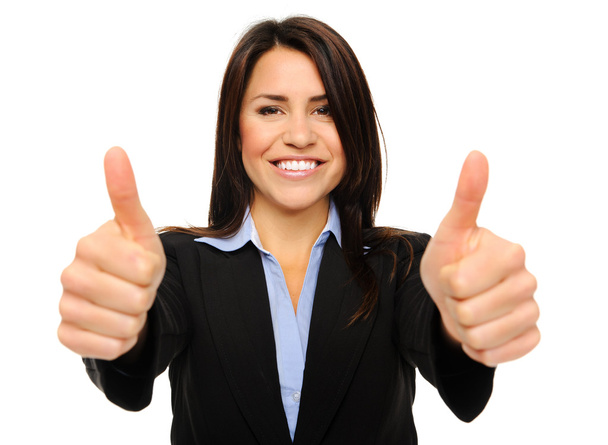 Business woman with thumbs up - Fotoğraf, Görsel