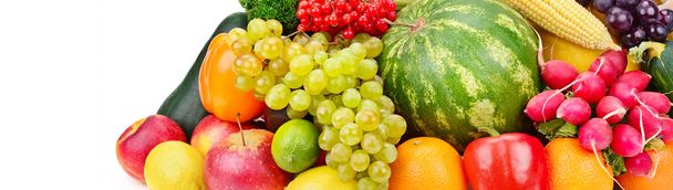 Ovoce a zelenina izolovaných na bílém pozadí. Široká Foto - Fotografie, Obrázek