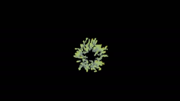 Eksplozja chmur Free-Form, takich jak małe zielone liście, ma żółto, 3 siły wybuchowe. Niezależny ruch jest oddzielony od środka i niech cząstki rozprzestrzeniają się. - Materiał filmowy, wideo