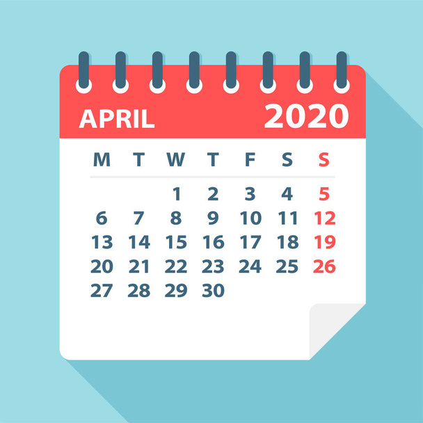 Feuille de calendrier avril 2020 - Illustration vectorielle
 - Vecteur, image