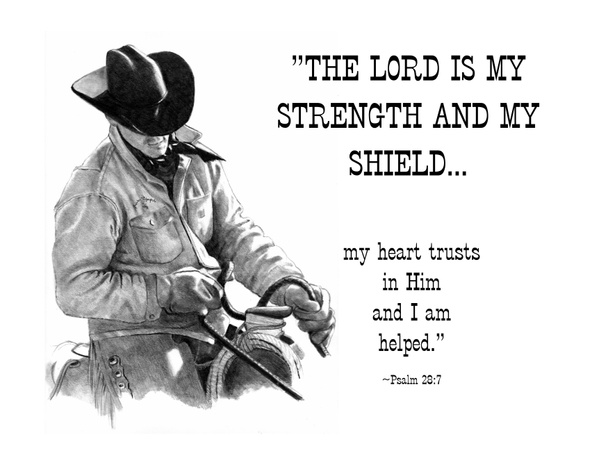 Ceruza rajz: Cowboy Biblia vers - Fotó, kép