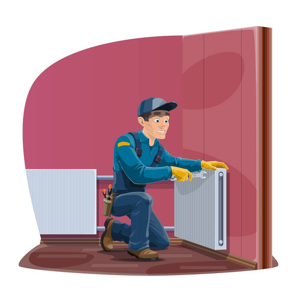 Home radiator and heating convector repair service - Vector, Image