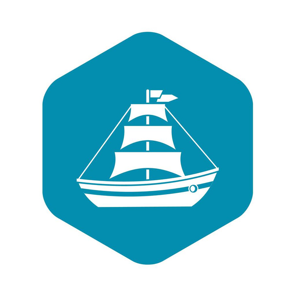 Boot mit Segel-Ikone, einfacher Stil - Vektor, Bild