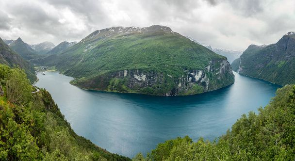View from Ornevegen to Geiranger fjord, Geiranger, Sunnmore,  Ro - Фото, зображення