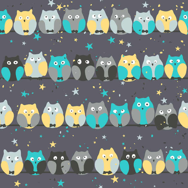 Seamless vector pattern with funny owls - Vecteur, image