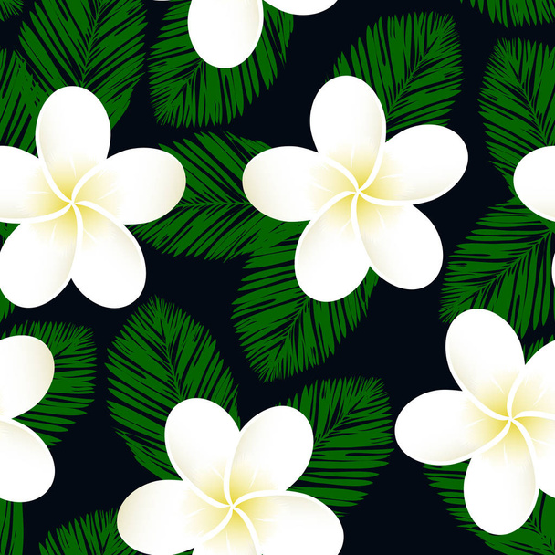 Patrón tropical vectorial sin fisuras. Plumeria, frangipani. Vector exótico playa fondo de pantalla patrón sin costuras
. - Vector, imagen