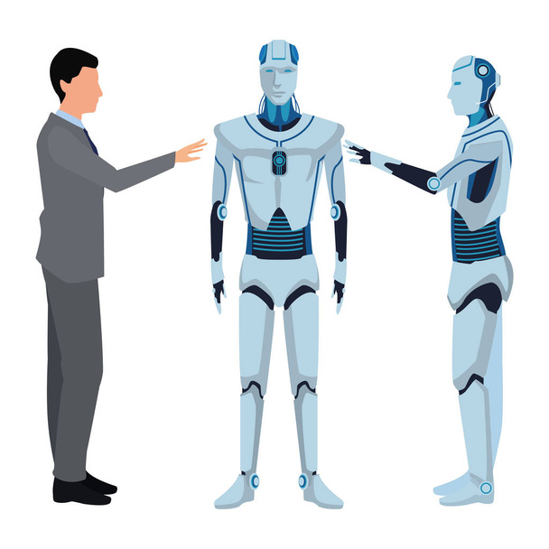 humanoid robot és üzletember - Vektor, kép