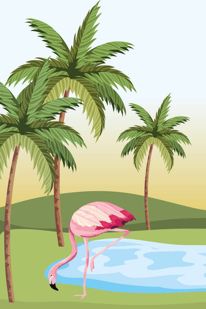 tropikalne kreskówka flamingo - Wektor, obraz