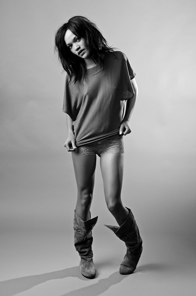 Monochrome fashion girl - Фото, изображение