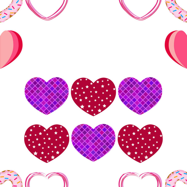 Abstract romantic background with hearts. Vector backdrop for Valentine's day. - Zdjęcie, obraz