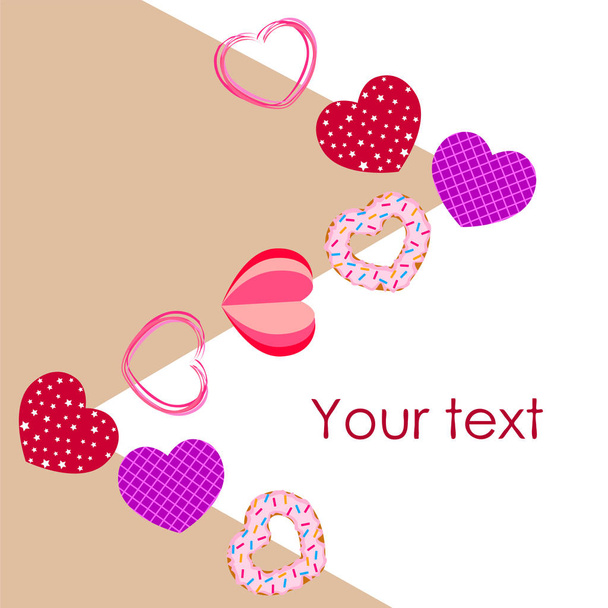 Abstract romantic background with hearts. Vector backdrop for Valentine's day. - Foto, Imagem
