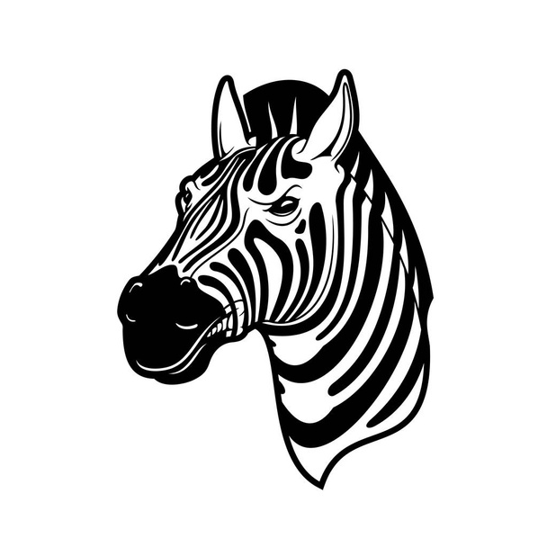 シマウマ動物の頭、黒と白のアフリカの馬 - ベクター画像