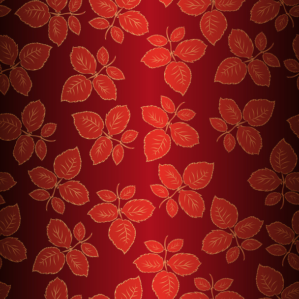 Seamless background with leaves of roses - Vector, imagen