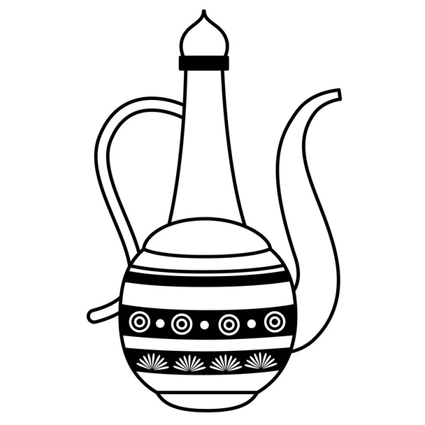 indian teapot folk isolated icon - Vetor, Imagem