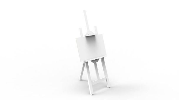 3D-Rendering-Animation einer Staffelei auf weißem Hintergrund - Foto, Bild