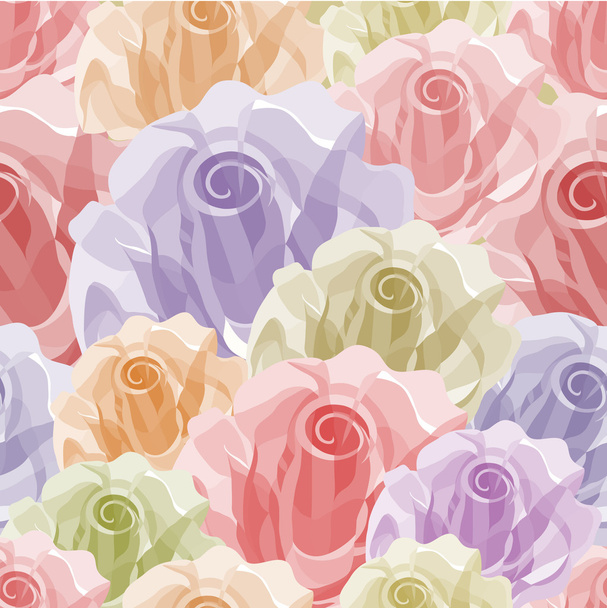 Seamless color rose pattern - Vector, imagen