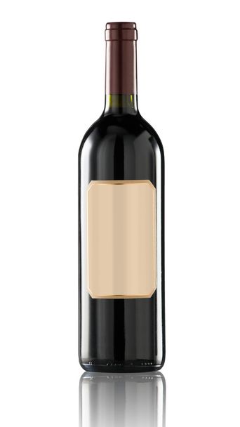Red wine bottle isolated with blank label. Clipping path include - Fotografie, Obrázek