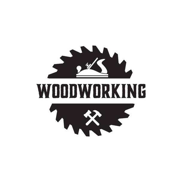 Woodworking gear logo design template vector element isolated - Vector, Image