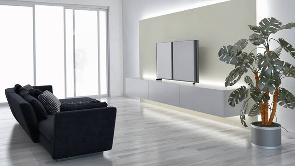μεγάλα πολυτελή μοντέρνα φωτεινό εσωτερικό δωμάτιο απεικόνιση 3d καθιστούν - Φωτογραφία, εικόνα