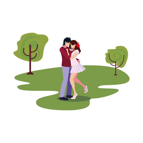 couple romantique câlin dans le parc
 - Vecteur, image
