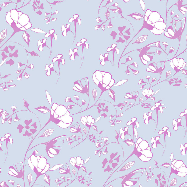 Pattern Flowers on a sprig. Elegant template for trendy prints for printing on paper and fabric. Wallpaper. Texture and Background - Φωτογραφία, εικόνα