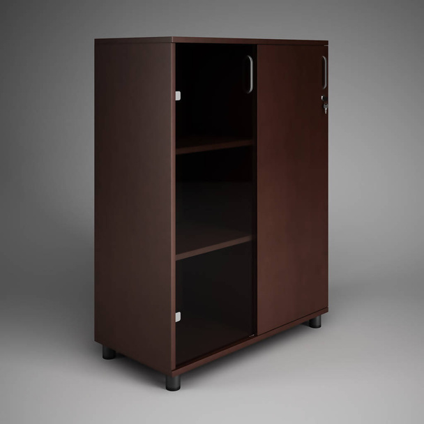 Armoire confortable avec étagères pour le bureau. rendu 3D
. - Photo, image
