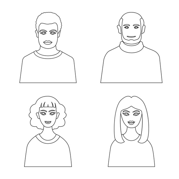 Vector illustration of character and avatar icon. Set of character and person vector icon for stock. - Vecteur, image