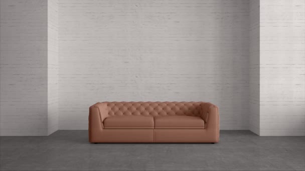 μοντέρνο σαλόνι με πολύχρωμο καναπέ και μάσκα άλφα σαν 3D απόδοση - Πλάνα, βίντεο