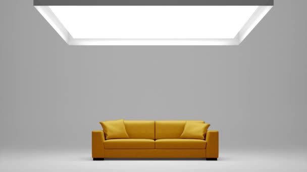 modern nappaliban több színes kanapé és alfa maszk, mint 3D renderelés - Felvétel, videó