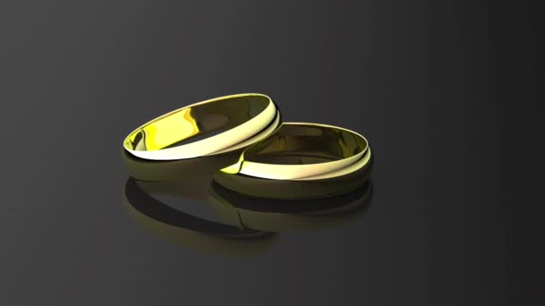 rotating golden rings on black underground as 3d rendering - Footage, Video