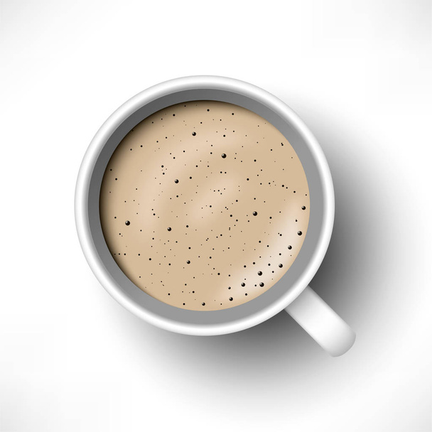 Taza de café blanco plano vista superior
 - Vector, Imagen