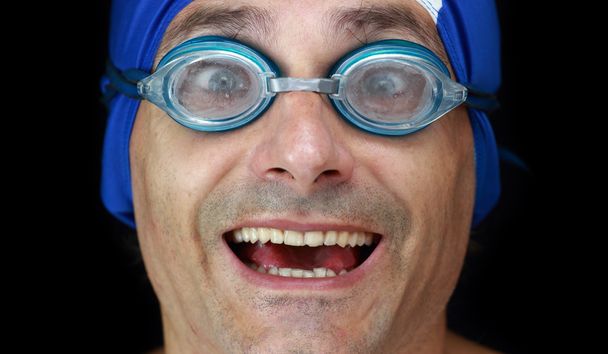 Gelukkig zwemmer close-up - Foto, afbeelding