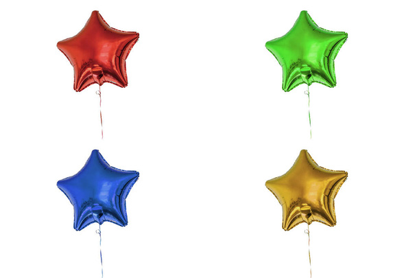 colored balloons isolated on white background. shaped like a star, mine space mockup blank. - Fotó, kép