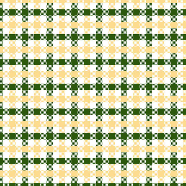 Zöld és sárga Gingham mintát. Textúra a négyzetek-Plaid, abroszok, ruházat, ingek, ruhák, papír, ágynemű, takaró, paplanok és egyéb textiltermékek. Vektoros illusztráció EPS 10 - Vektor, kép